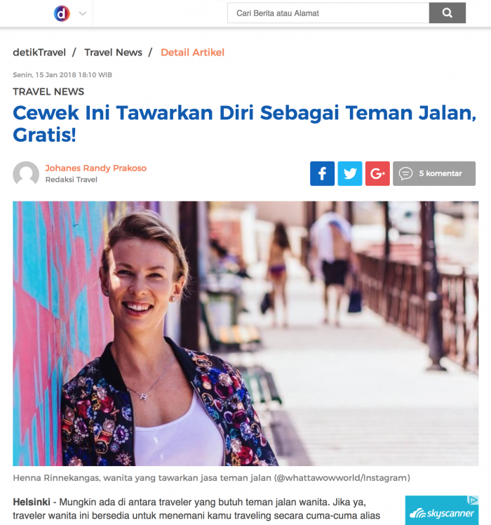 Henkilökohtainen matka-assistentti Indonesialaisessa julkaisussa